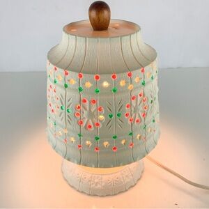 Vintage Retro Handcrafted Plastic Lawnware Table Lamp Multicolor Camp Craft